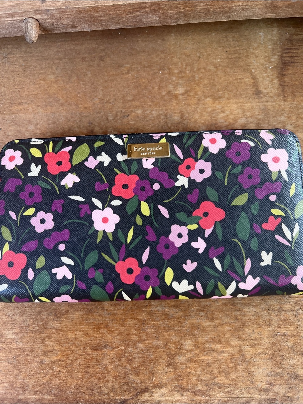 kate spade Black Floral Zip-Around Wallet